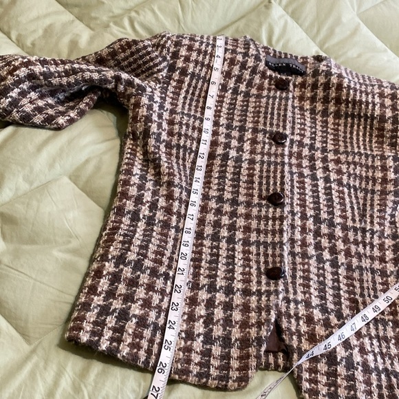 Ellen Tracy Linda Allard Woman Wool/Alpaca Blend Brown/Gray/Cream Blazer Size 10 - Picture 12 of 13